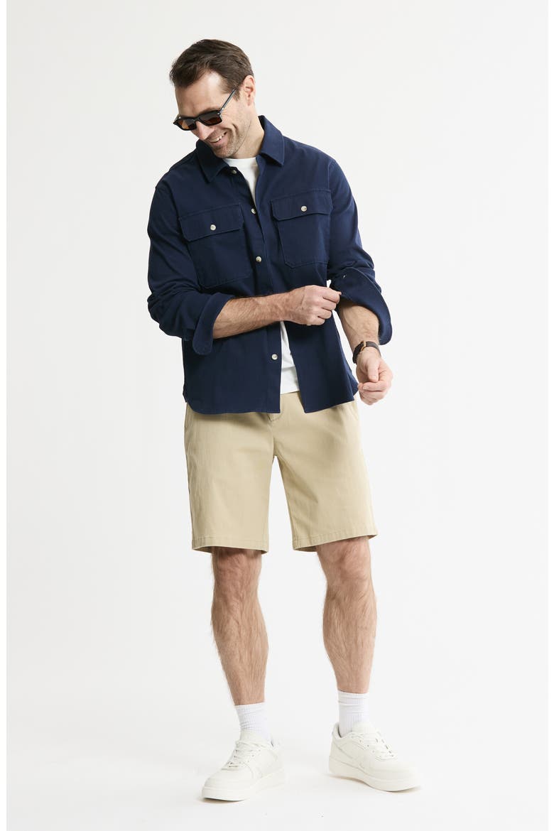Cotton & Silk Stretch Overshirt, Alternate, color, NAVY