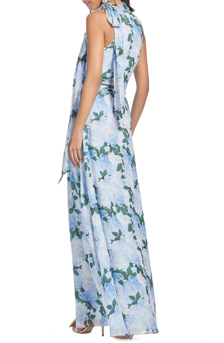Sachin & Babi Kayla Floral High Neck Gown, Alternate, color, Glacial Peonies