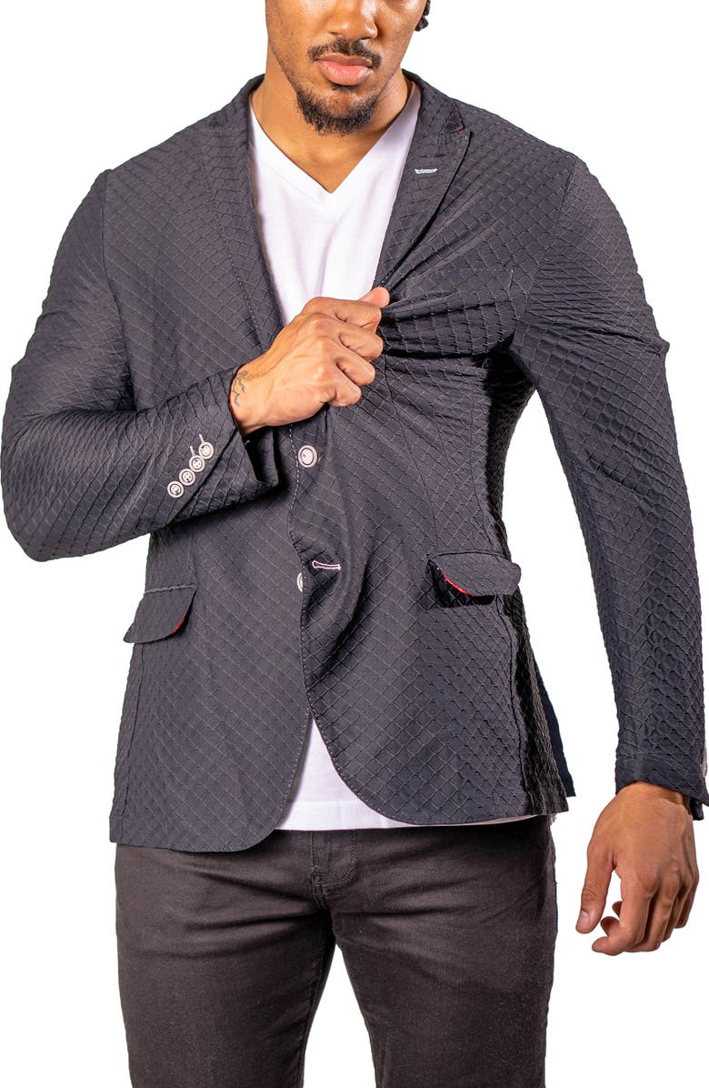 Maceoo Unconstructed Stretch Black Blazer, Alternate, color, Black