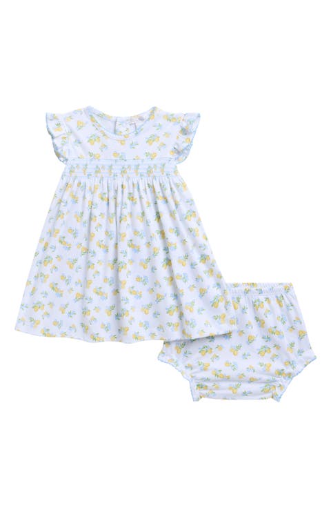 Lemmon Blossoms Print Pima Cotton Dress & Bloomers Set (Baby)