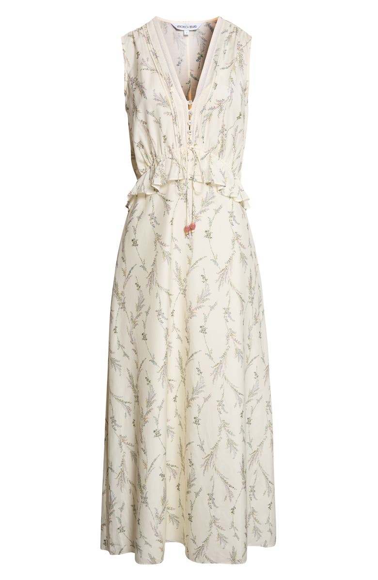 Veronica Beard Dominick Floral Cotton & Silk Dress, Alternate, color, Dove Multi
