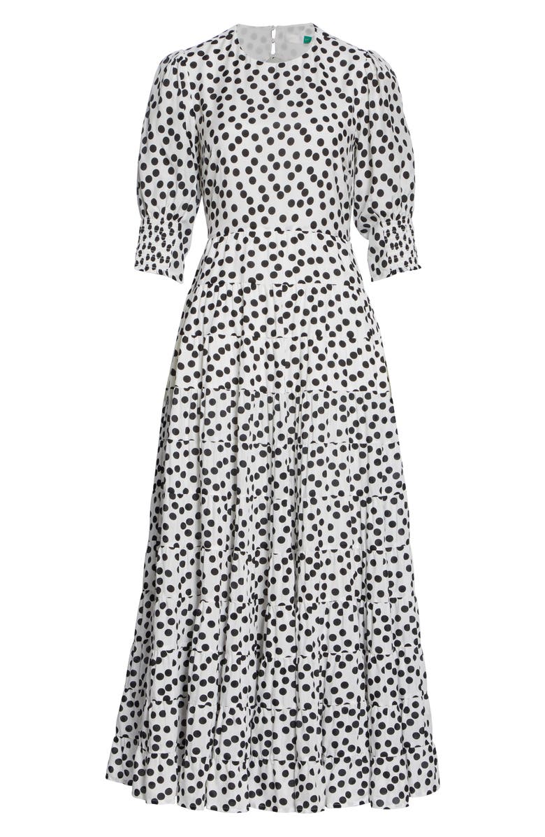 RIXO Agyness Polka Dot Print Cotton & Silk Dress, Alternate, color, 