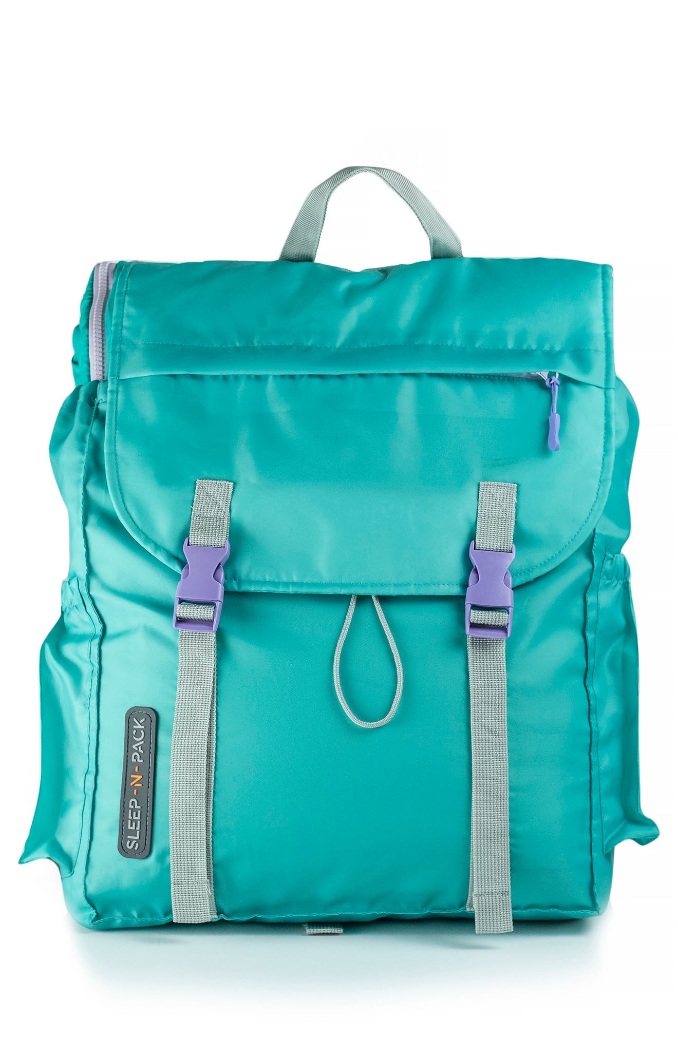 Kids' Sleep-n-Pack Water Repellent Sleeping Bag Backpack, Main, color, TEAL