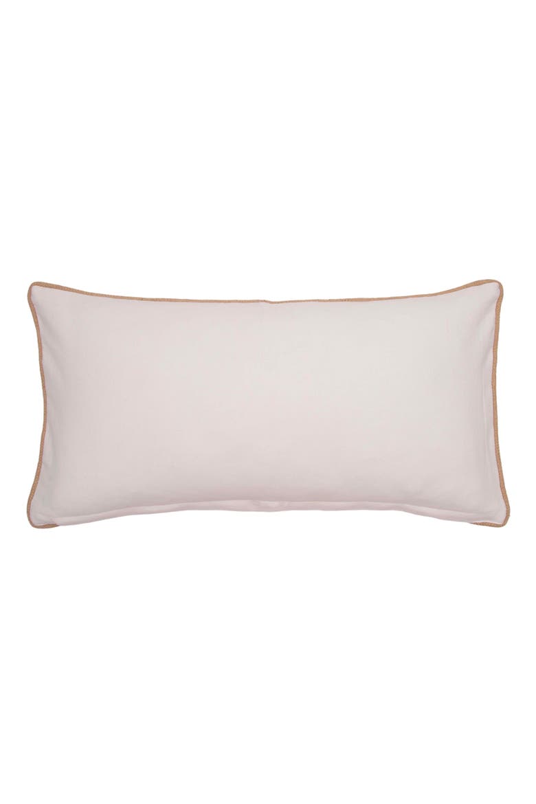 Easter Bunnies in a Row Burlap Embroidered Piped Throw Pillow, 12" x 20", Alternate, color, Beige
