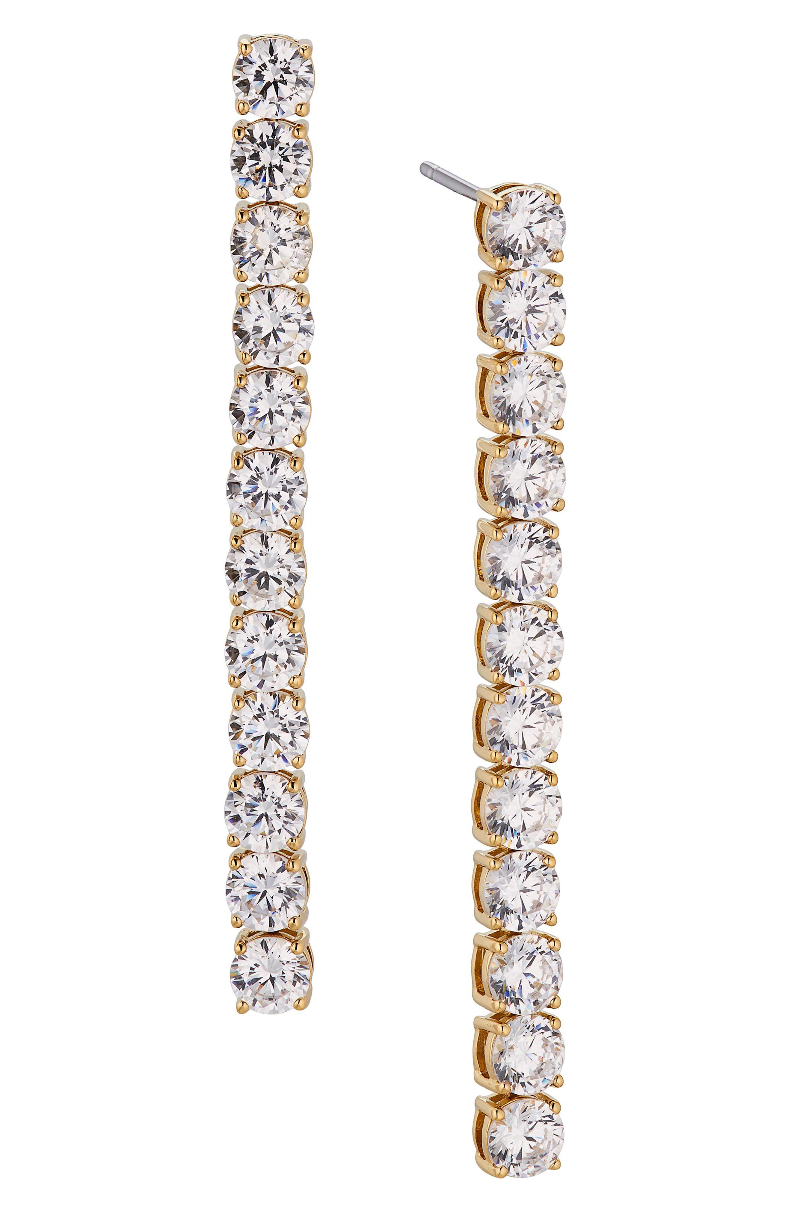 Tennis Cubic Zirconia Linear Drop Earrings
