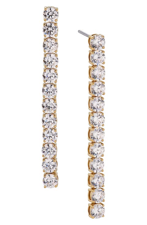 Tennis Cubic Zirconia Linear Drop Earrings