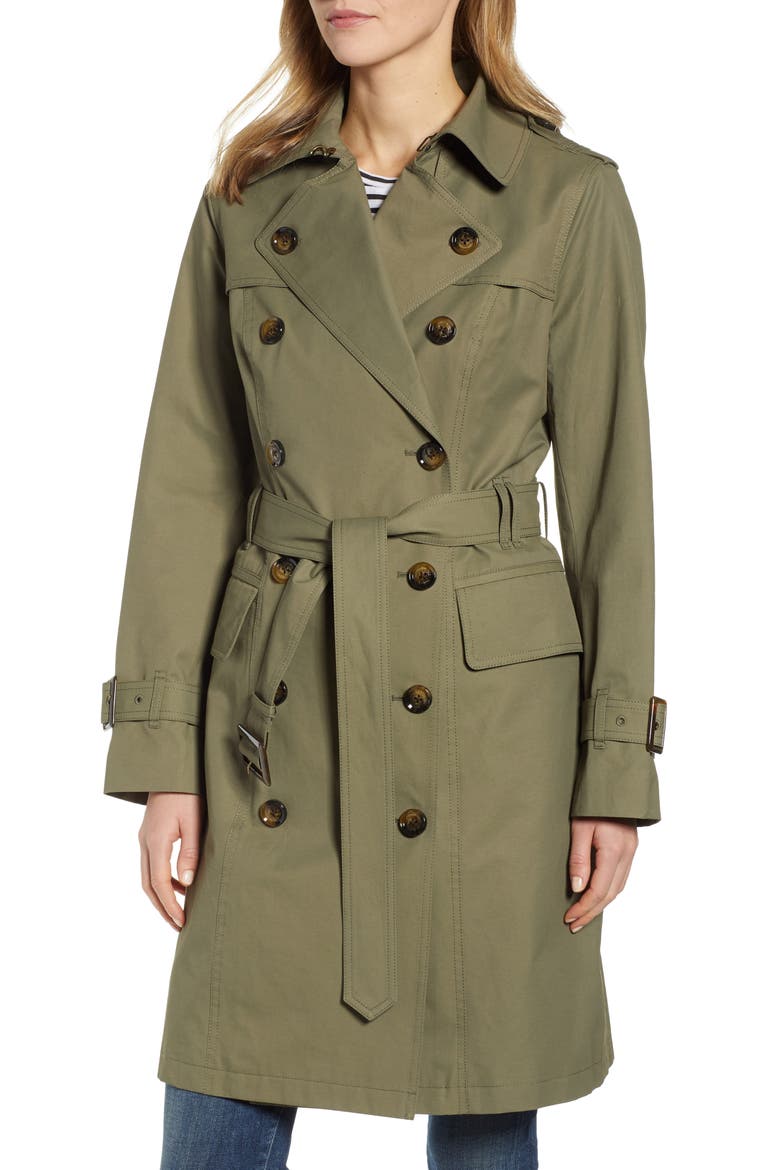 Water Repellent Trench Coat, Main, color, ARMY