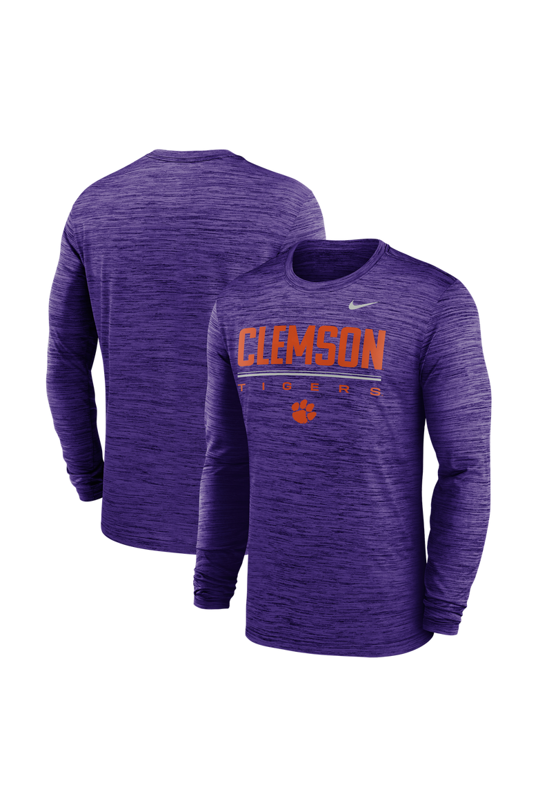 Men's Nike Purple Clemson Tigers Sideline Velocity Dri-FIT Long Sleeve T-Shirt, Main, color, Purple
