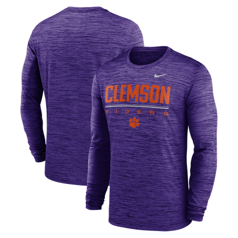 Men's Nike Purple Clemson Tigers Sideline Velocity Dri-FIT Long Sleeve T-Shirt