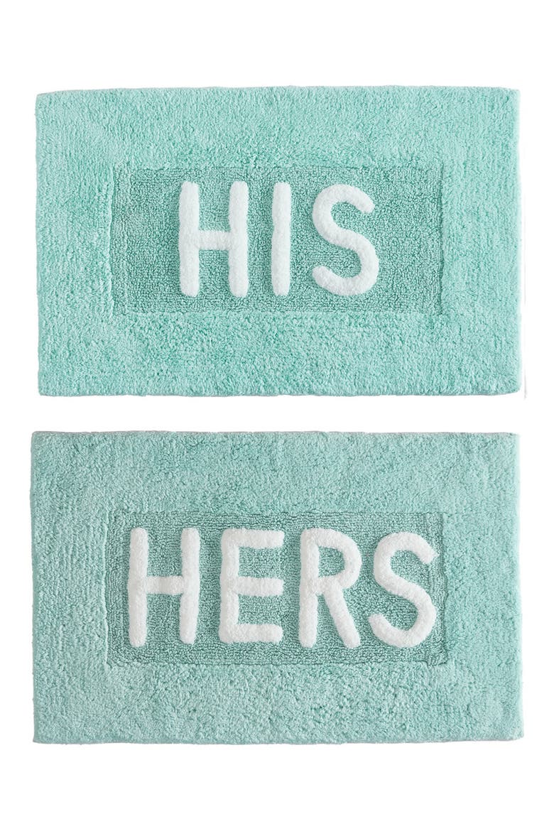 His & Hers 2-Piece Bath Mat Set, Main, color, AQUA BLUE