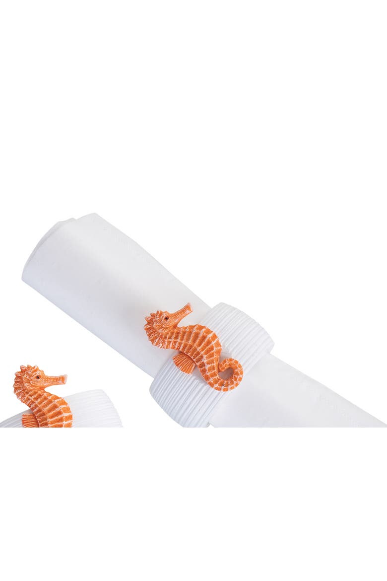 Orange Seahorse Napkin Rings, Set of 4, Alternate, color, Orange