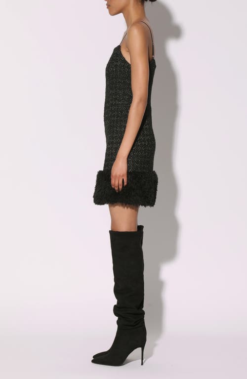 Walter Baker Helen Faux Fur Hem Metallic Tweed Minidress In Magic Tweed