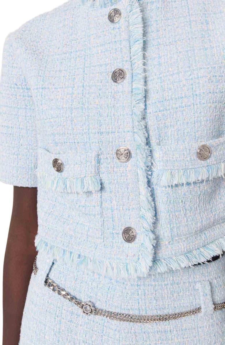 maje Short tweed jacket, Alternate, color, Blue Sky