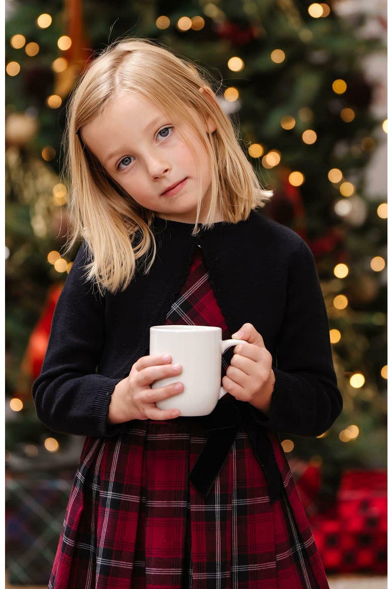 Girls' Organic Peter Pan Collar Party Dress, Toddler, Alternate, color, Oxblood City Plaid