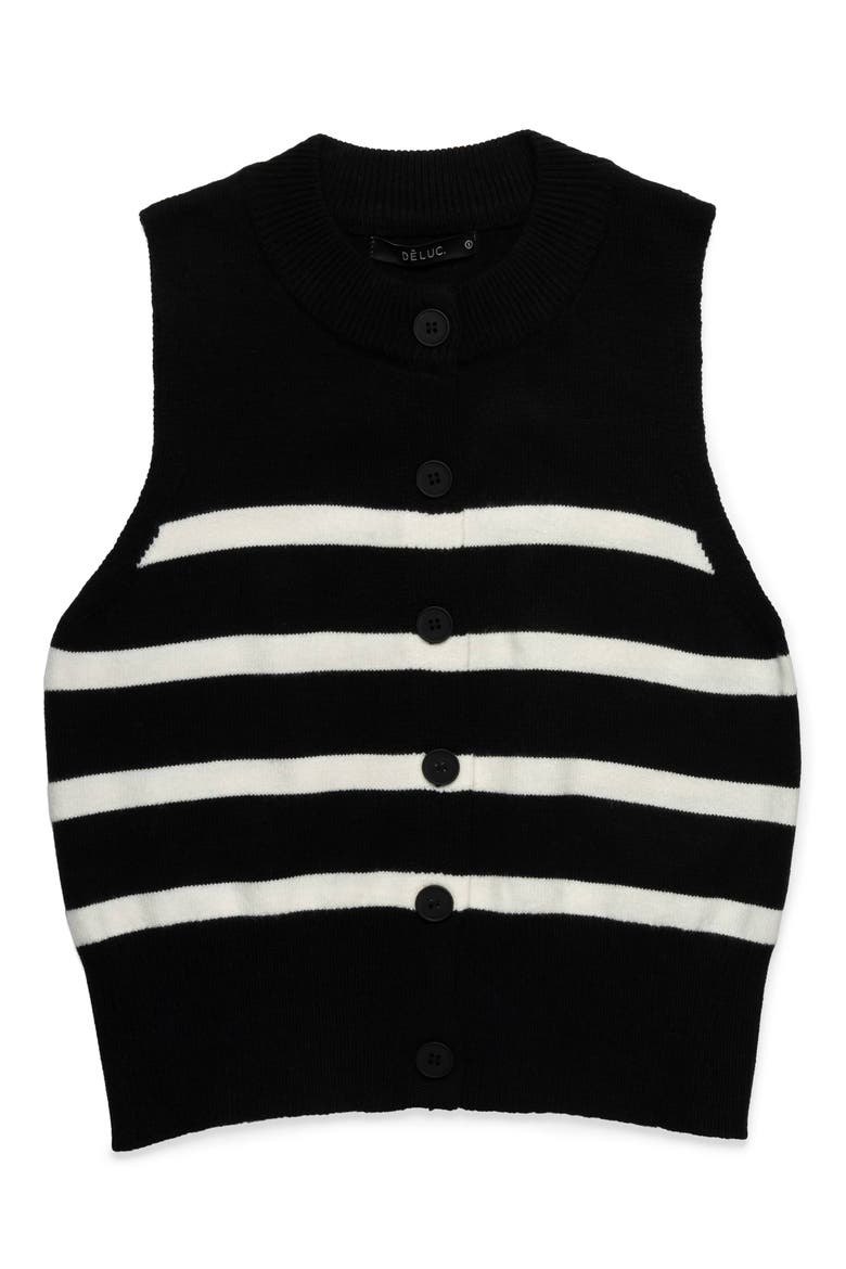 Mykonos Stripe Knit Vest, Main, color, BLACK WITH ECRU STRIPES