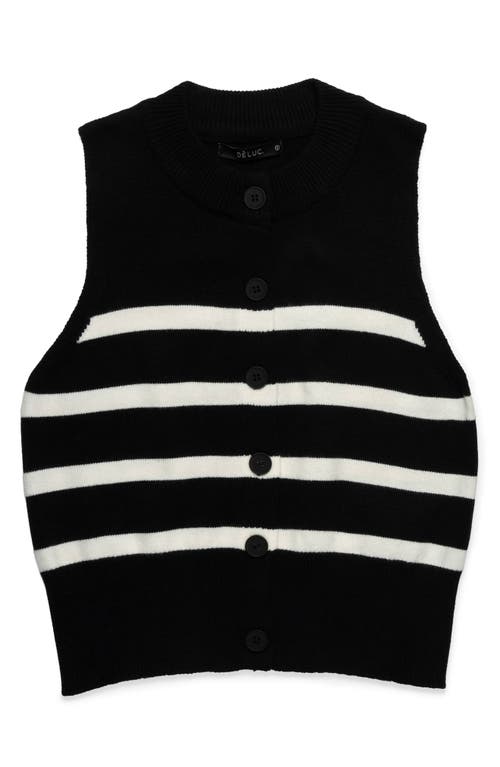 Deluc Mykonos Stripe Knit Vest In Black