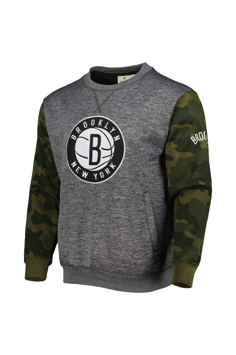 Men's Fanatics Branded Heather Charcoal Brooklyn Nets Camo Stitched Sweatshirt, Alternate, color, Heather Charcoal