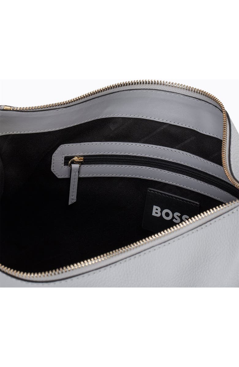 BOSS Medium Alyce Leather Hobo Bag, Alternate, color, Light/ Pastel Grey