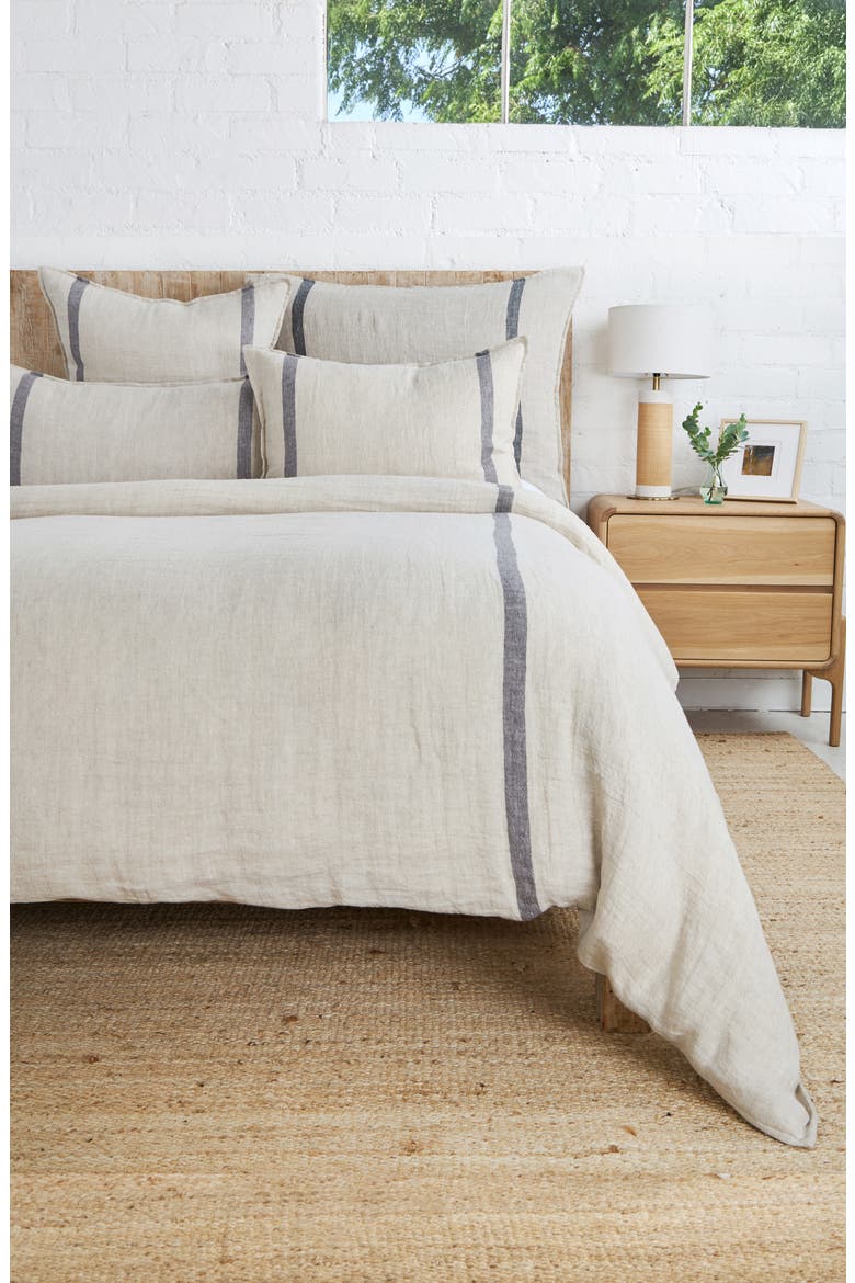 Rory Linen Duvet Cover, Alternate, color, FLAX/ MIDNIGHT