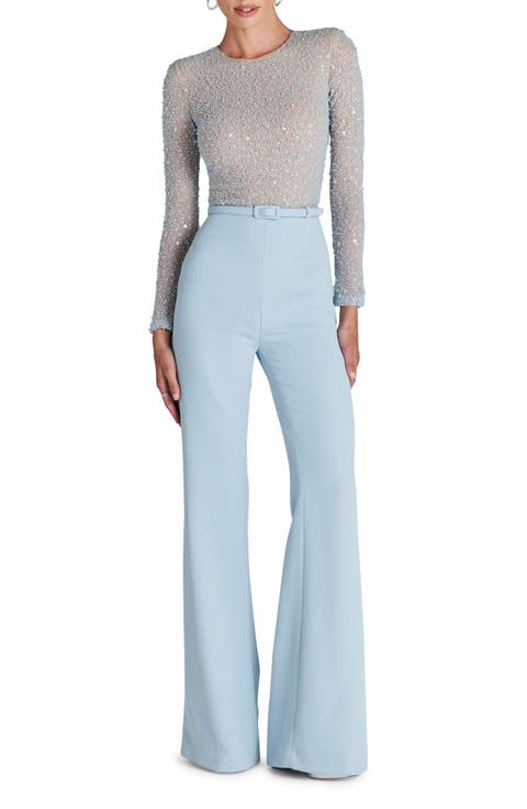 Misha Beaded Long Sleeve Wide Leg Jumpsuit