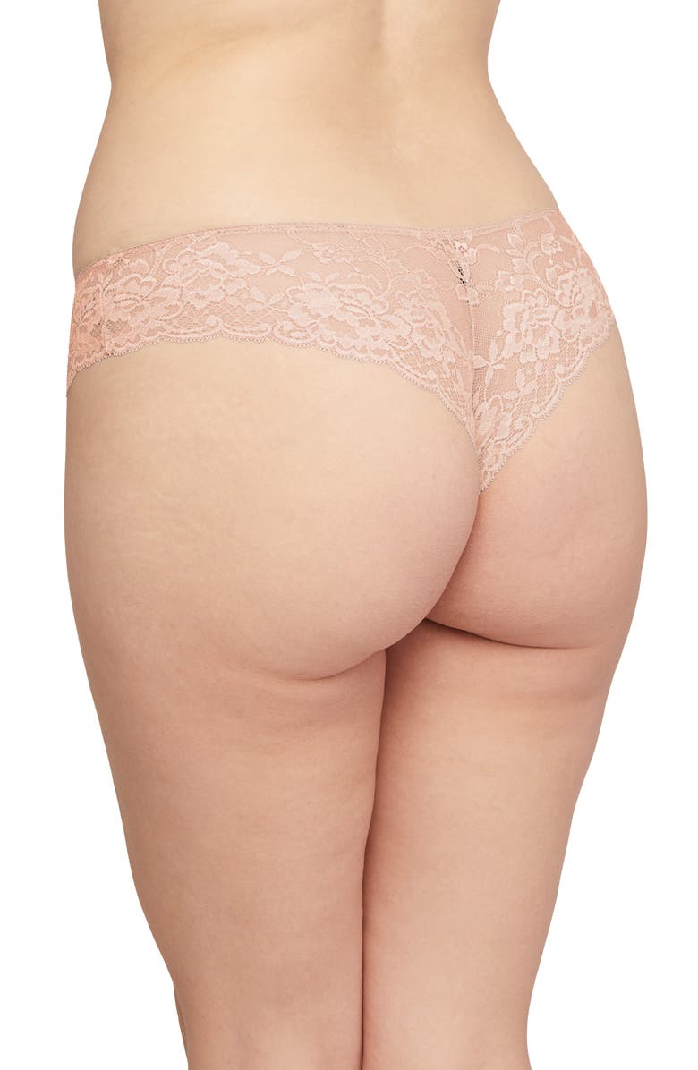 Montelle Intimates Brazilian Lace Panties, Alternate, color, Champagne