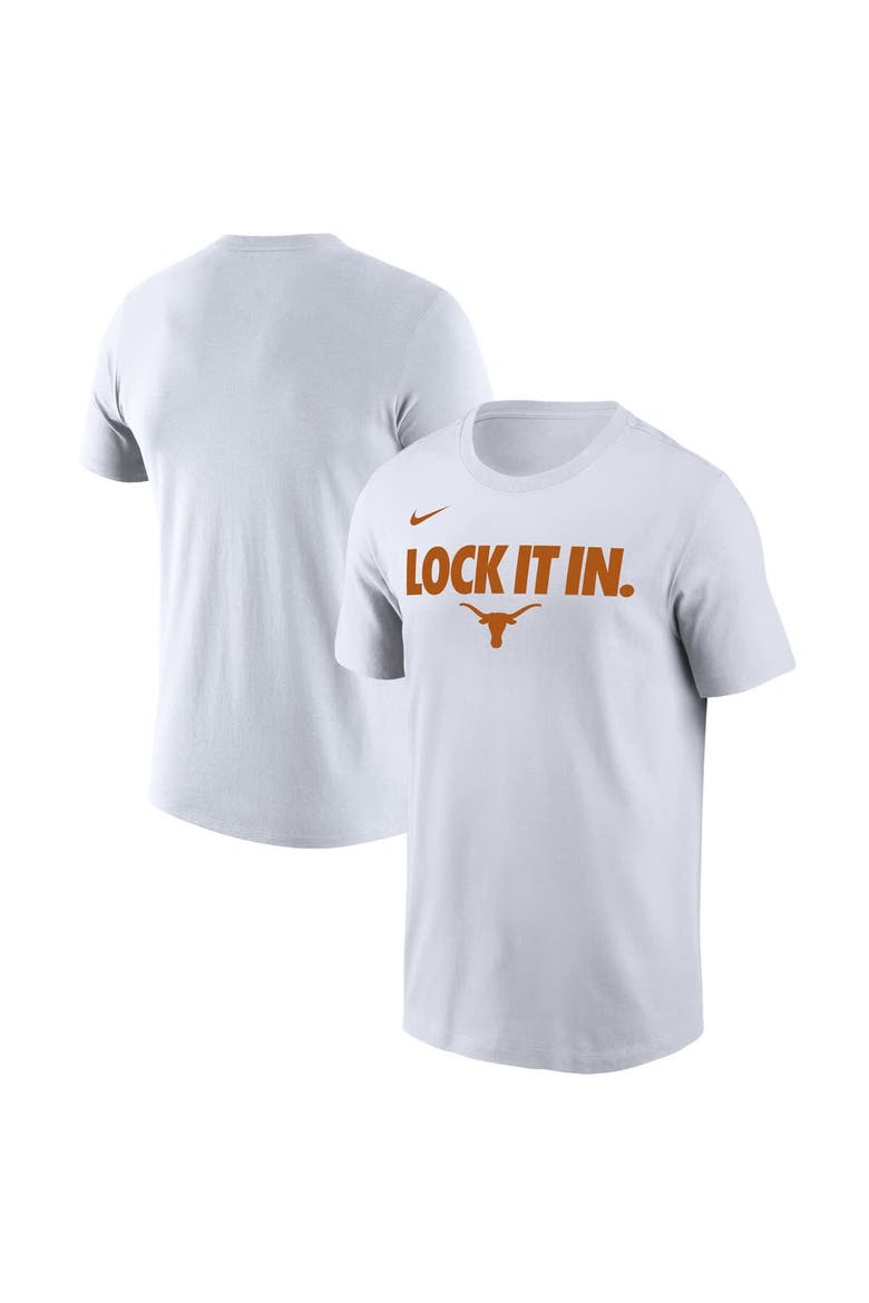 Men's Nike  White Texas Longhorns 2026 On-Court Bench T-Shirt, Main, color, White