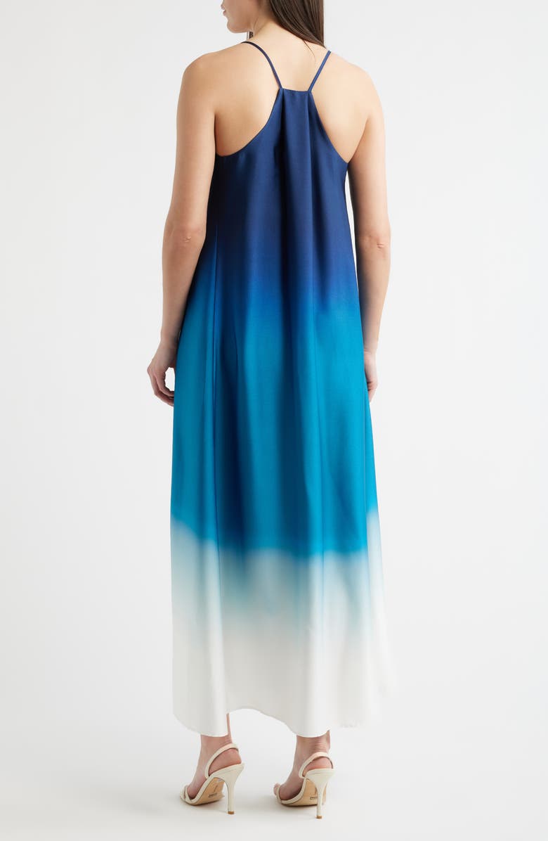 Tahari ASL Print Pocket Sleeveless Maxi Dress, Alternate, color, Blue Jewel Ombre