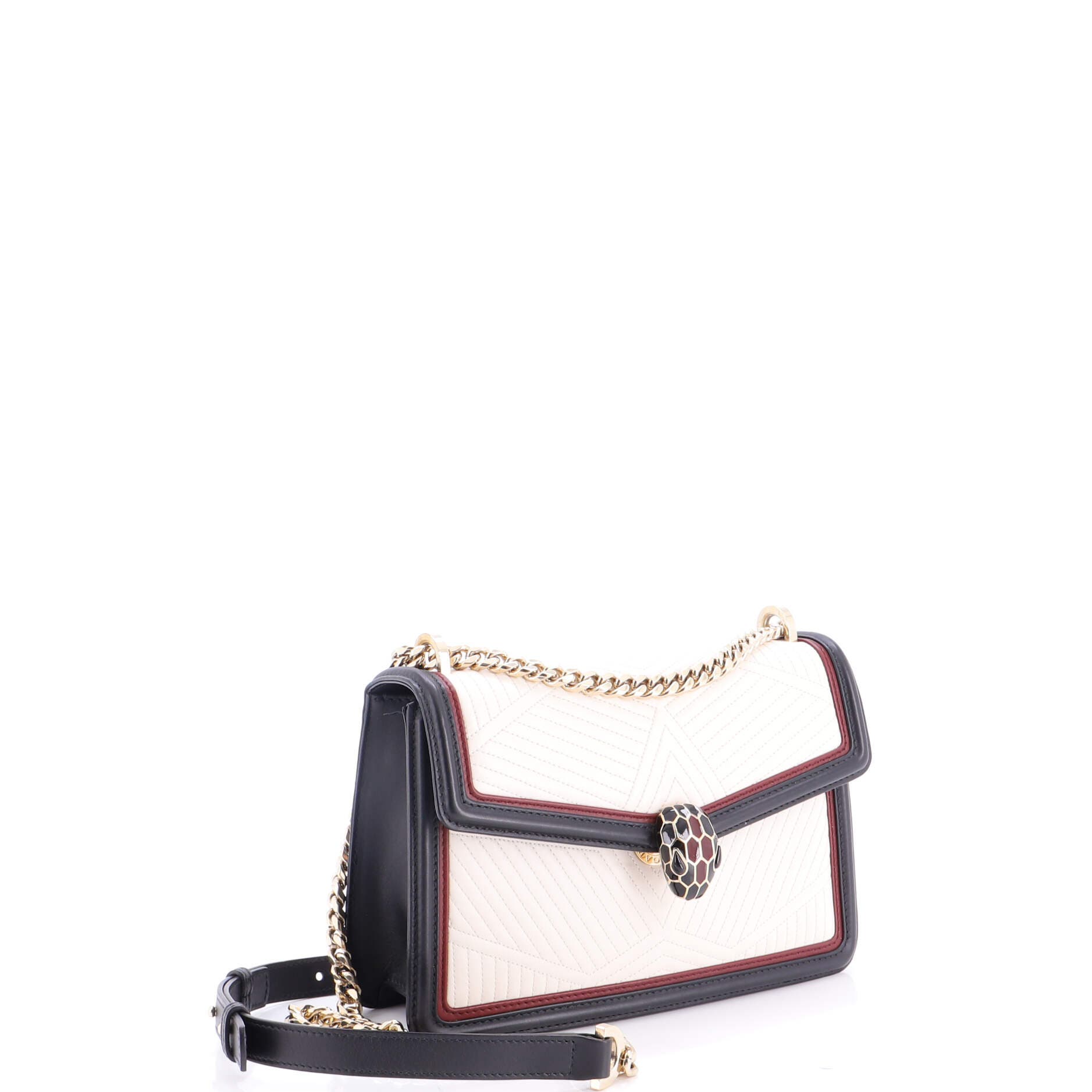 Serpenti Forever Shoulder Bag Quilted Leather Small, Alternate, color, White