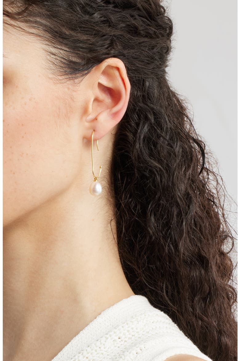 Demi Fine Freshwater Pear Drop Hook Earrings, Alternate, color, 14K GOLD PLATED