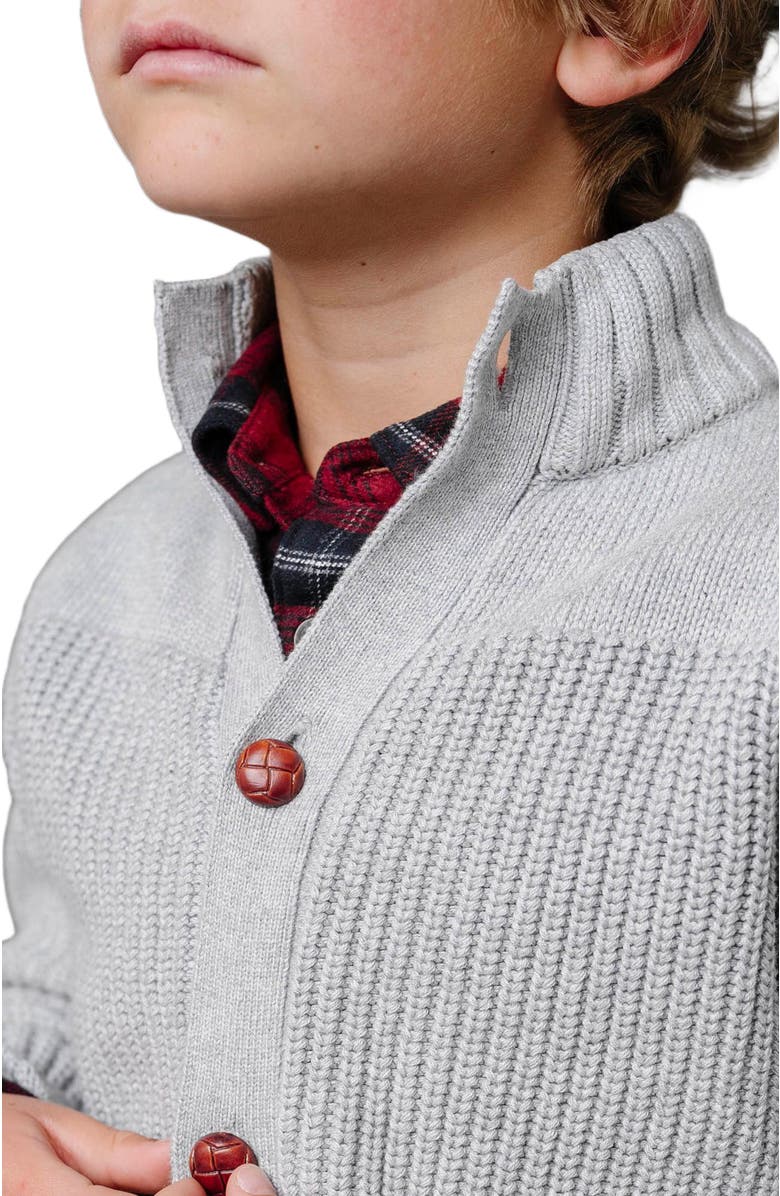 Hope & Henry Boys' Organic Mock Neck Cardigan, Kids, Alternate, color, Dark Gray Heather