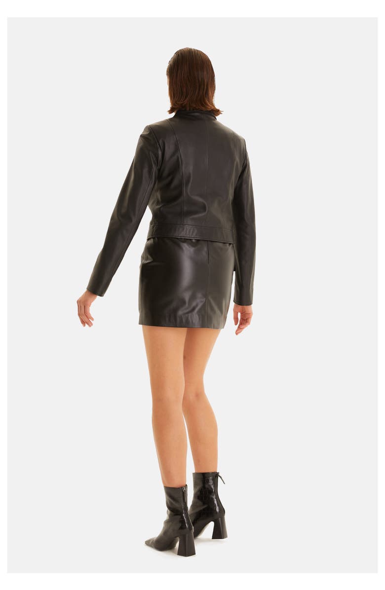 Furniq UK Maud Leather Jacket, Alternate, color, Black