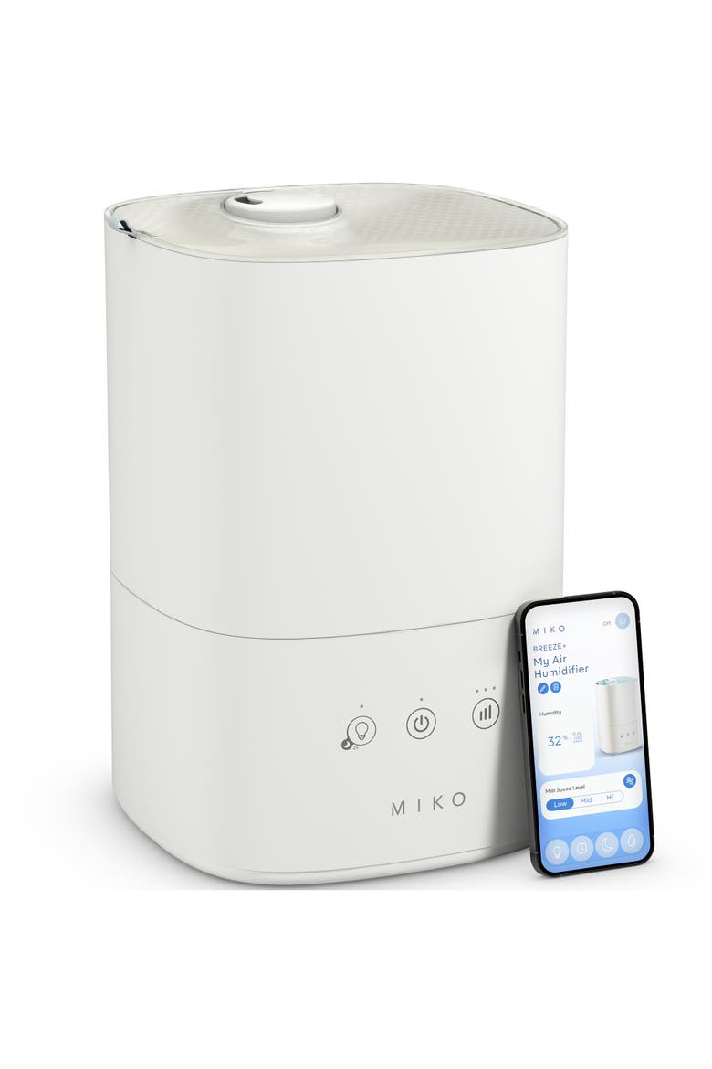 Breeze + Smart Humidifier with App Control and Oil Tray, Main, color, White
