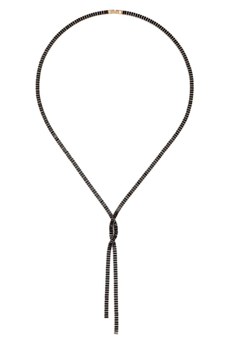 Crystal Baguette Bolo Necklace, Main, color, GOLD TONE