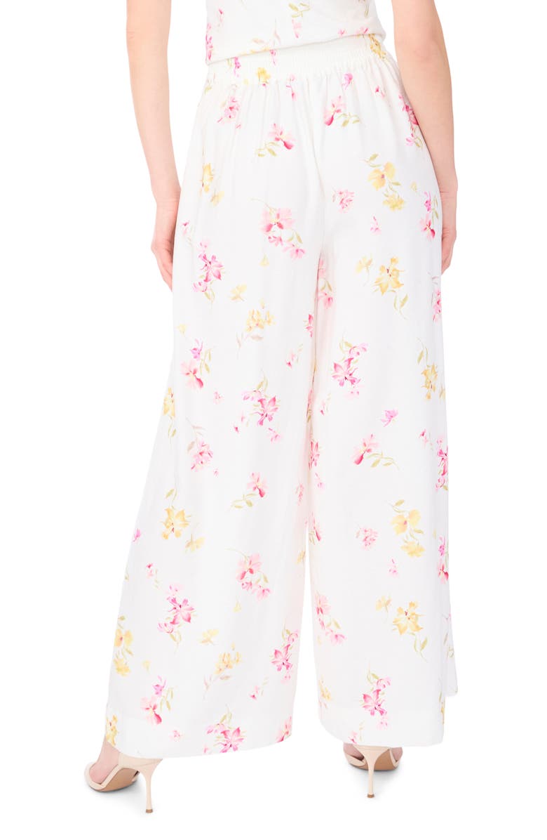 Vince Camuto Floral Wide Leg Pants, Alternate, color, Lemon Cream