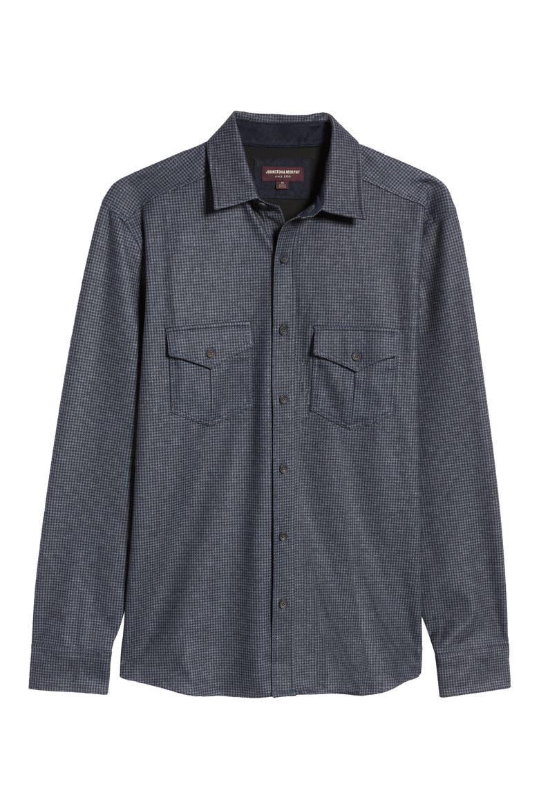 Men's Houndstooth Button-Up Shirt, Alternate, color, NAVY