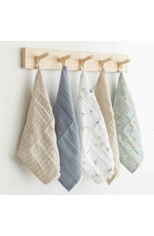 Crane Baby Parker 5-pack Assorted Cotton Muslin Washcloths In Blue