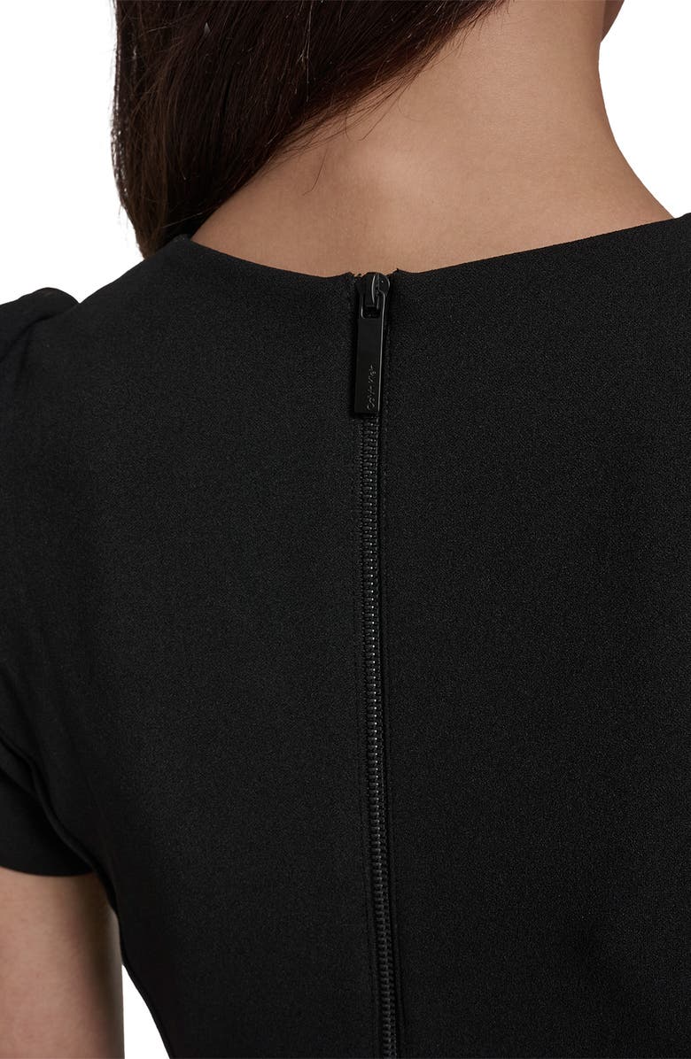 Calvin Klein Short Sleeve A-Line Midi Dress, Alternate, color, Black