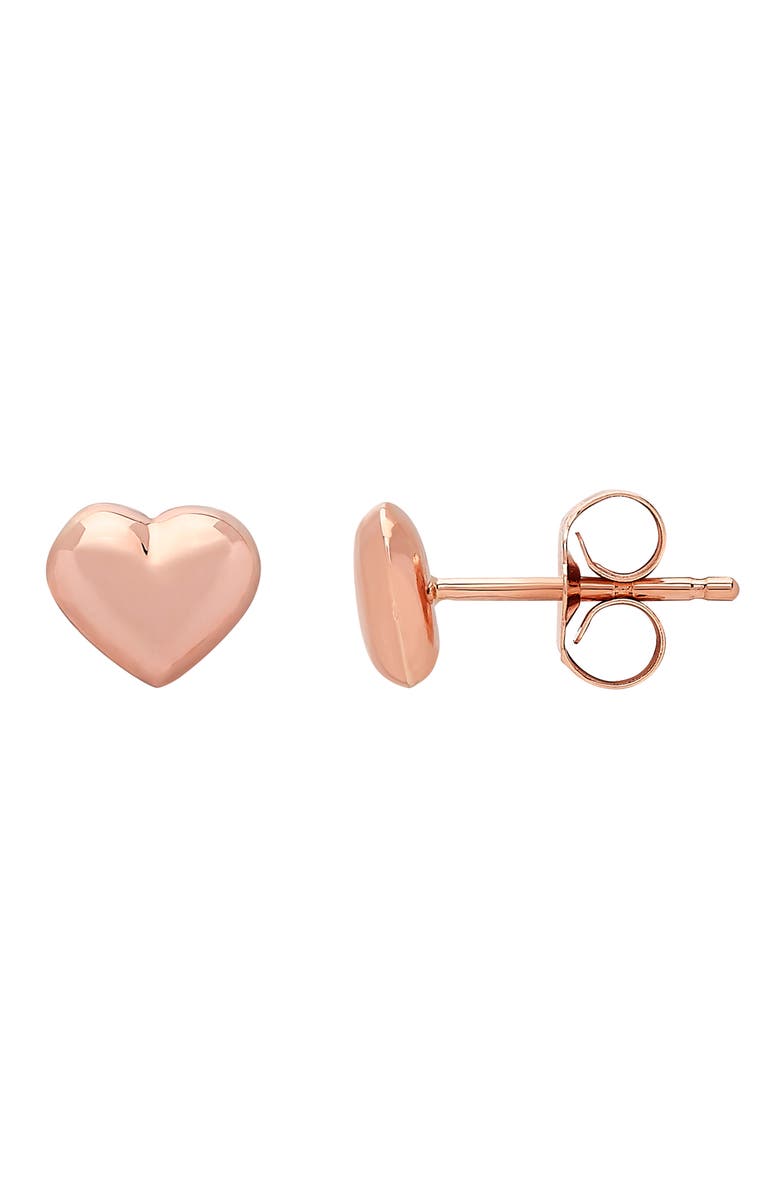 Frankie & Zoe Tiny Heart Button Stud Earrings, Alternate, color, Yellow Gold