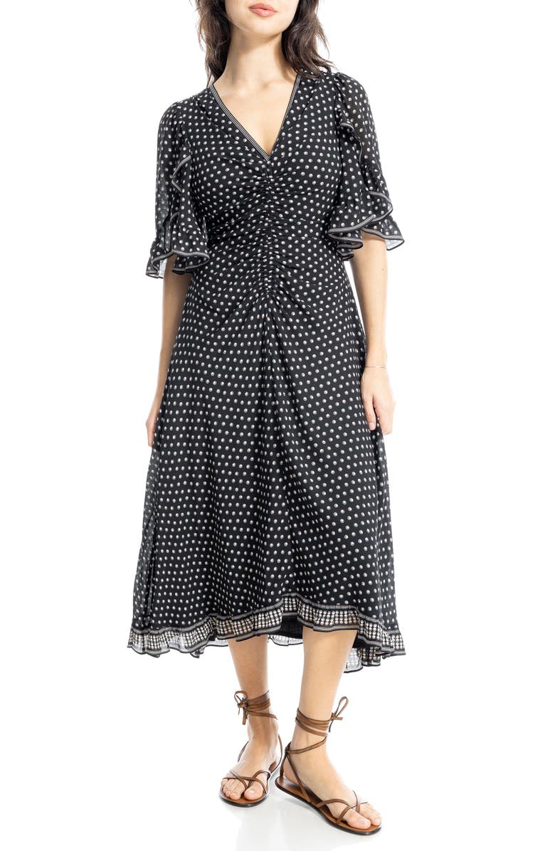 MAX STUDIO Ruffle Sleeve Midi Dress, Main, color,