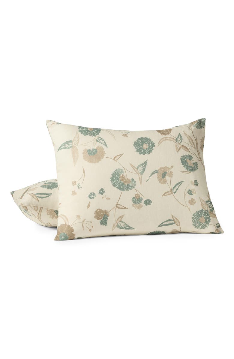 Coyuchi Aurora Floral Print Sham, Alternate, color, Natural W/ Surf