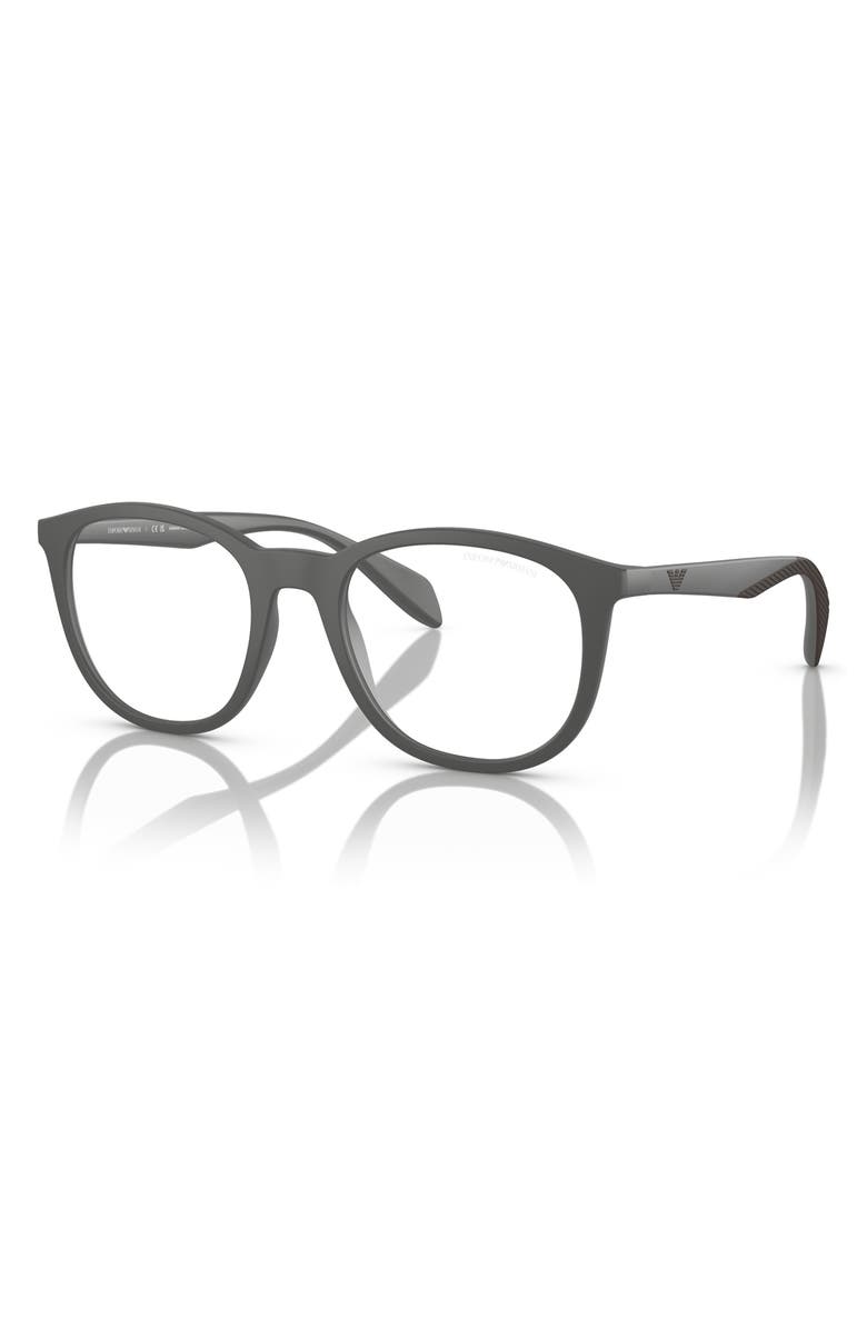 Emporio Armani 52mm Phantos Optical Glasses, Alternate, color, Matte Grey / Clear