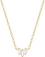 Hollywood Sensation Starling Dainty Necklace with Three Emerald Cut Cubic Zirconia Stones