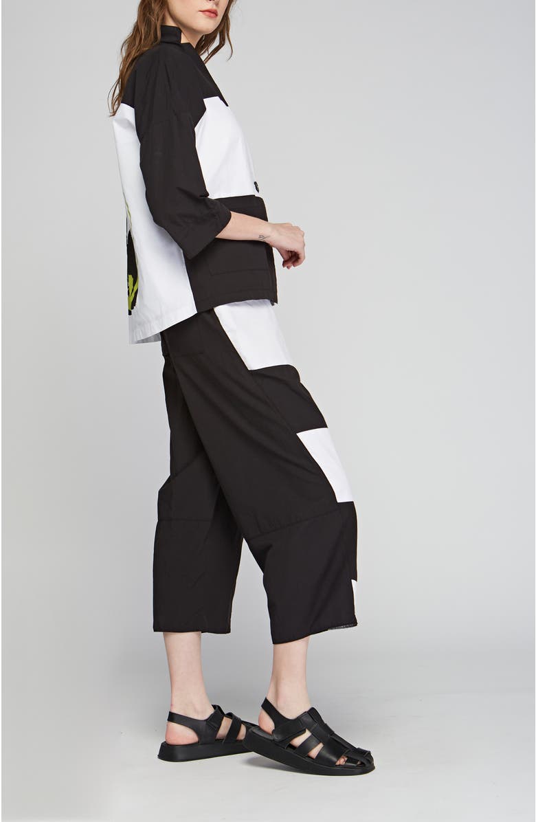 LUUKAA Sonata Poplin Pants with Horizontal Coupes, Alternate, color, Black