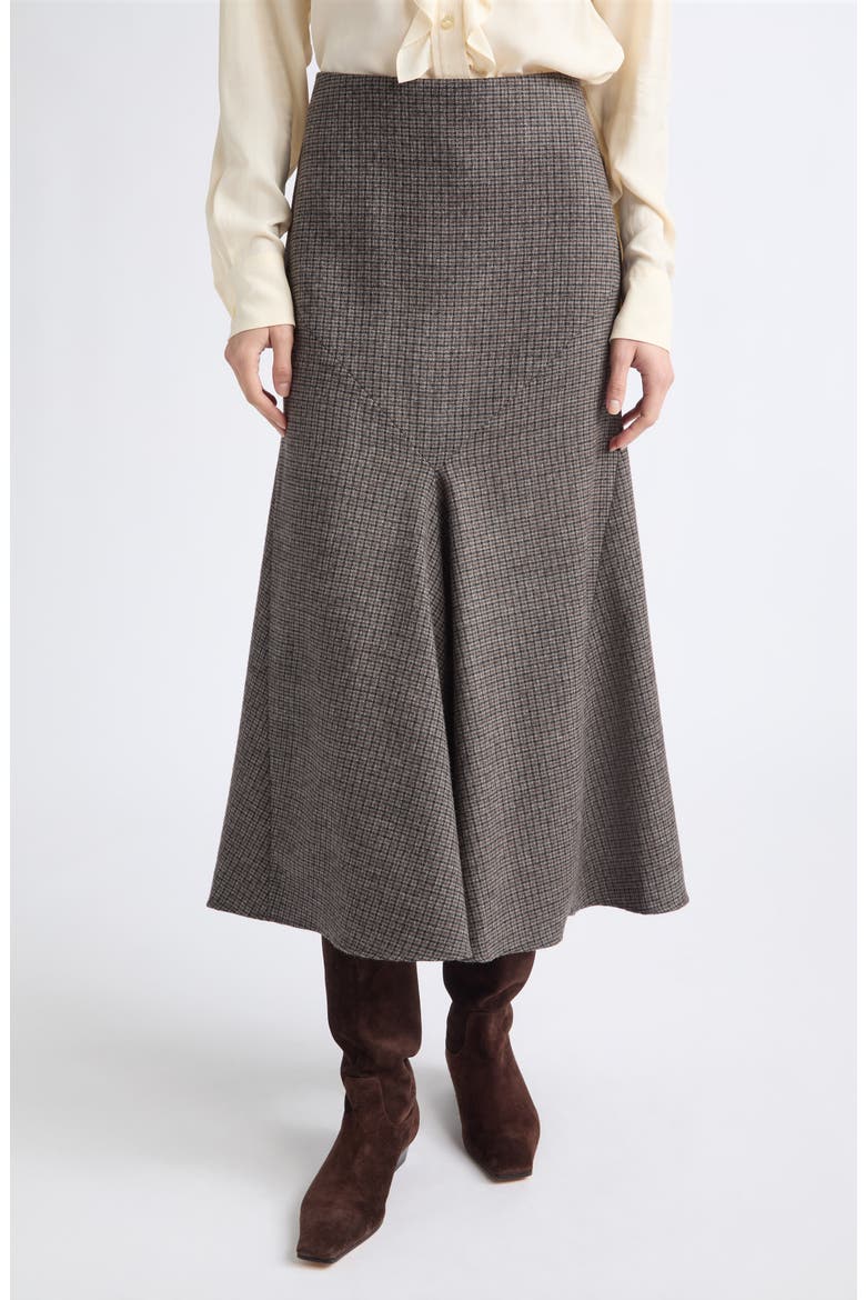 Check Wool Midi Skirt, Main, color, MULTI GRAY BASE