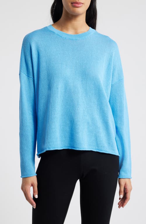Eileen Fisher Organic Linen-cotton Knit Sweater In Azure