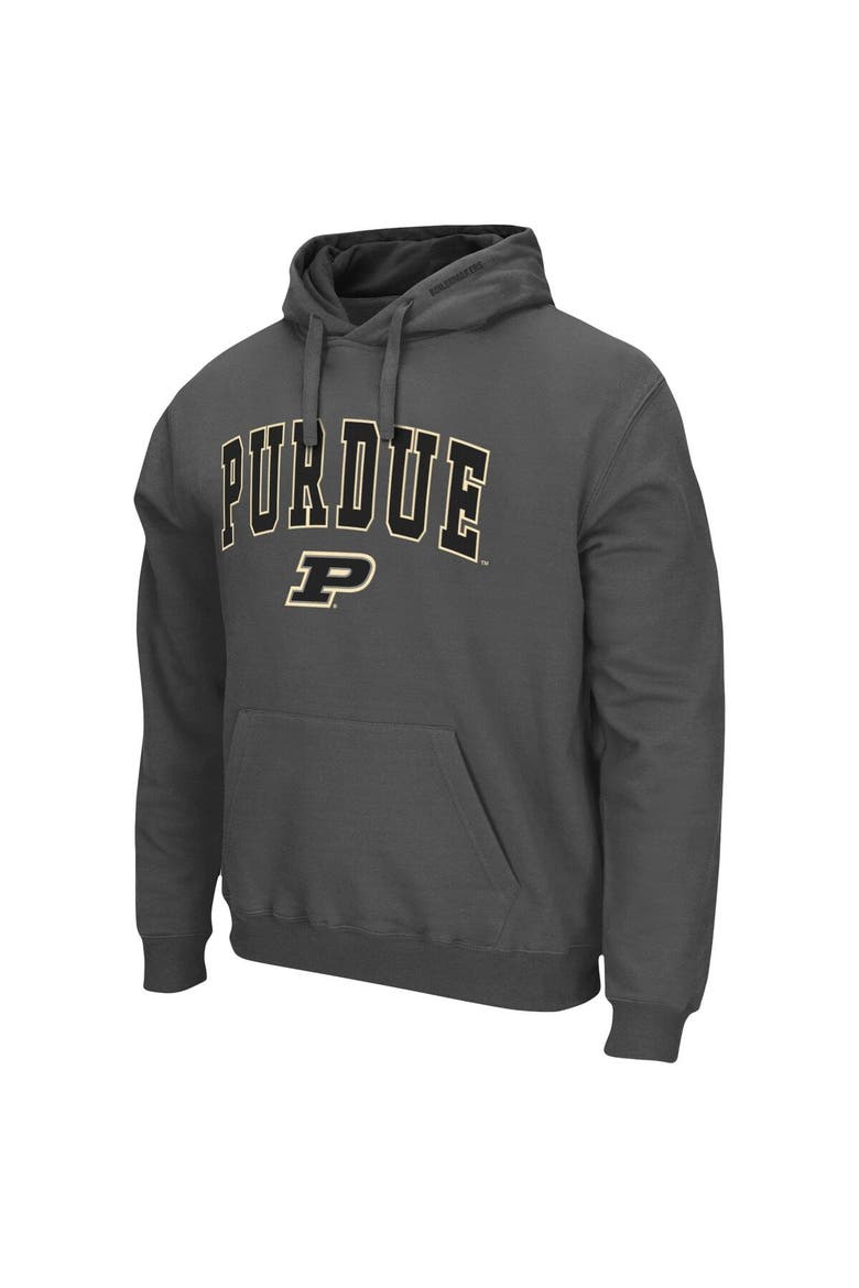 Men's Colosseum Charcoal Purdue Boilermakers Arch & Logo 3.0 Pullover Hoodie, Alternate, color, Charcoal