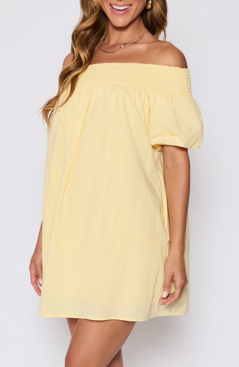 VICI Collection Lydia Smocked Off the Shoulder Cotton Minidress, Alternate, color, Yellow
