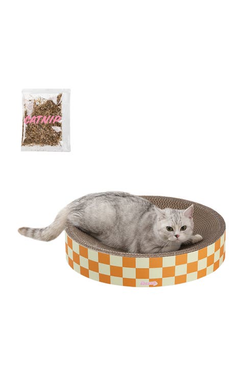 Nelson 20.13" Modern Cardboard Round Bowl Cat Scratcher with Catnip
