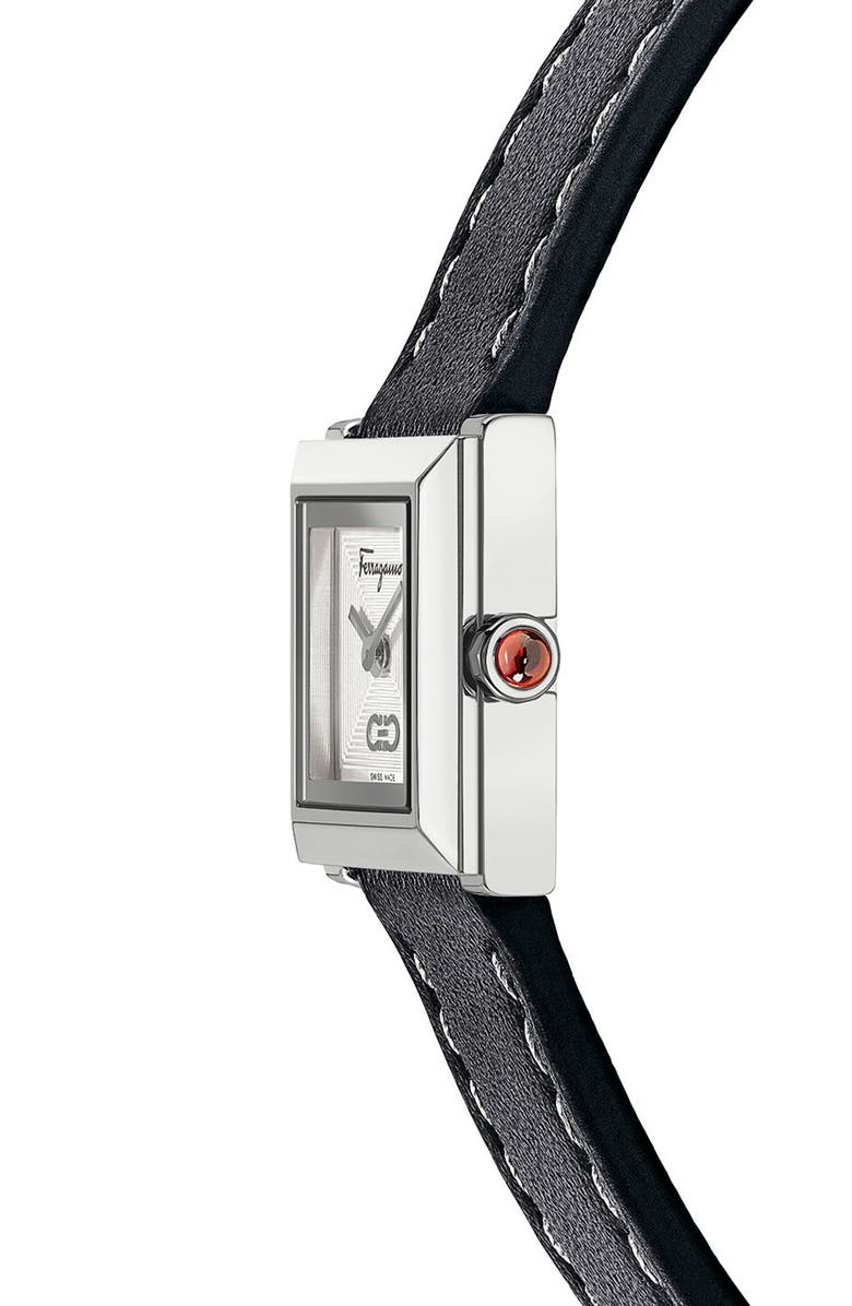 FERRAGAMO Salvatore Ferragamo Square Leather Strap Watch, 19mm, Alternate, color, 
