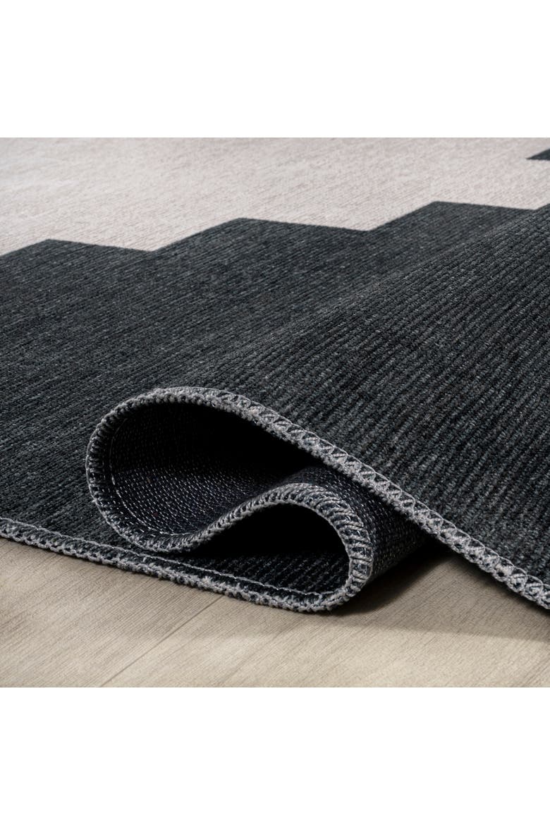Adriel Geometric Medallion Machine-Washable Area Rug, Alternate, color, Black/Cream